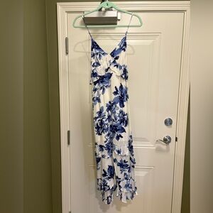 Lulu's Blue and White Floral Midi Dress